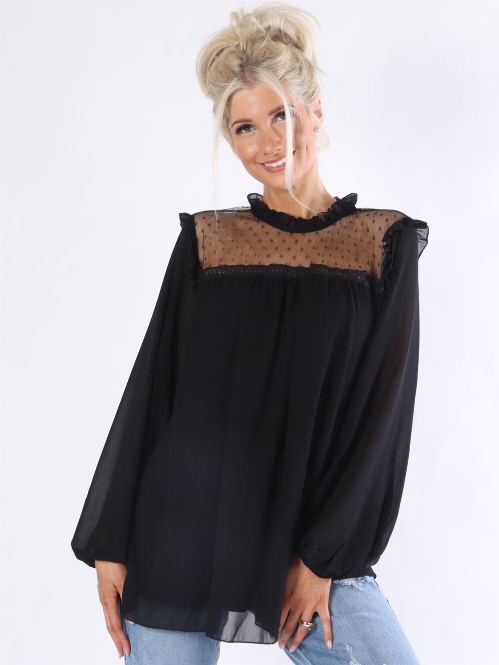 Maise - Tunika med genomskinligt tyg i nacken